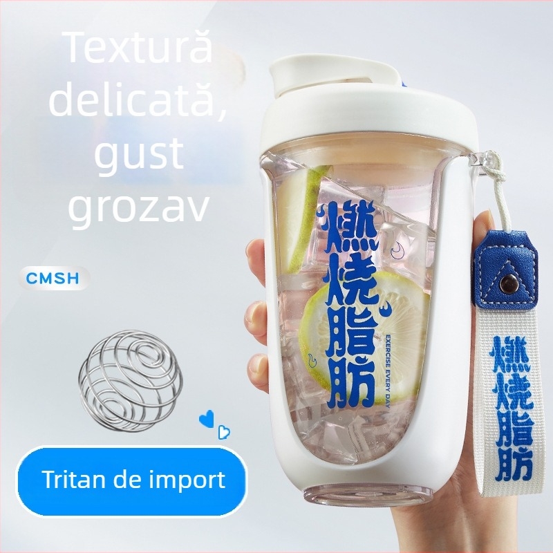 Strawberry Life shaker pentru proteine, pahar Tritan pentru amestecare fitness