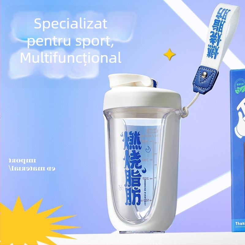 Strawberry Life shaker pentru proteine, pahar Tritan pentru amestecare fitness