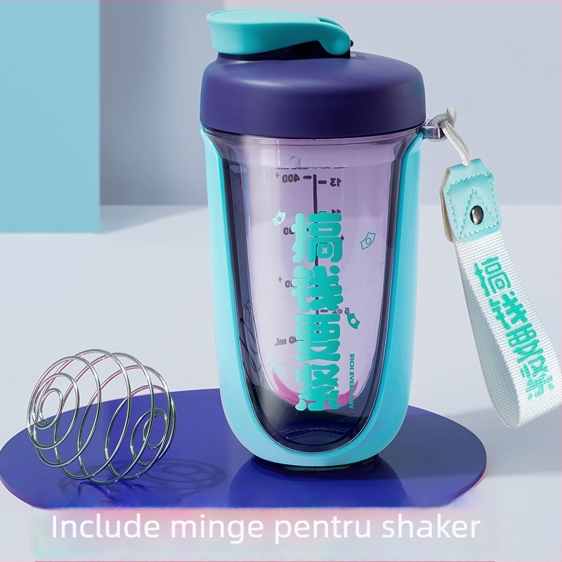 Strawberry Life shaker pentru proteine, pahar Tritan pentru amestecare fitness