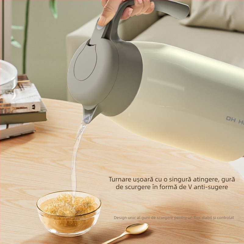 Termos din oțel inoxidabil 316, 2,0 L, cu separare apă-cafea-ceai, pereți dubli