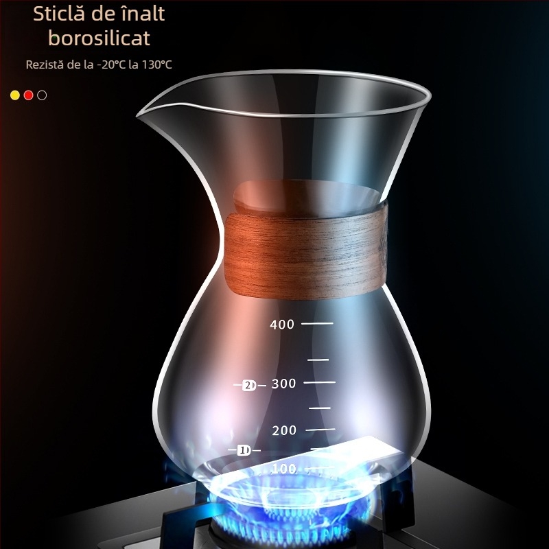 Set pentru cafea turnată manual: recipient din sticlă pentru extracție, filtru de picurare, con din oțel inoxidabil și cană-filtru