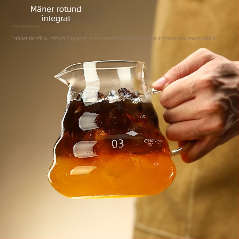 Cană de cafea în stil japonez pentru turnare, recipient pentru cold brew, carafă din sticlă rezistentă la temperaturi înalte, set profesional pentru cafea filtrată