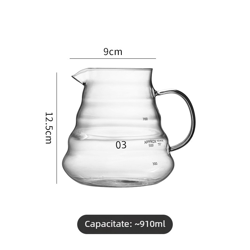 Cană de cafea în stil japonez pentru turnare, recipient pentru cold brew, carafă din sticlă rezistentă la temperaturi înalte, set profesional pentru cafea filtrată