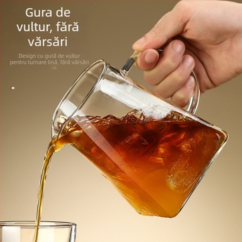 Vas din sticlă rezistentă la căldură, cu pereți groși, pentru cafea la filtru manual, set de accesorii cu cești de cafea și cești pentru suc sau ceai cu fructe, cu mâner