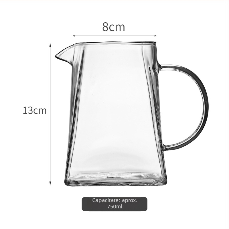 Vas din sticlă rezistentă la căldură, cu pereți groși, pentru cafea la filtru manual, set de accesorii cu cești de cafea și cești pentru suc sau ceai cu fructe, cu mâner