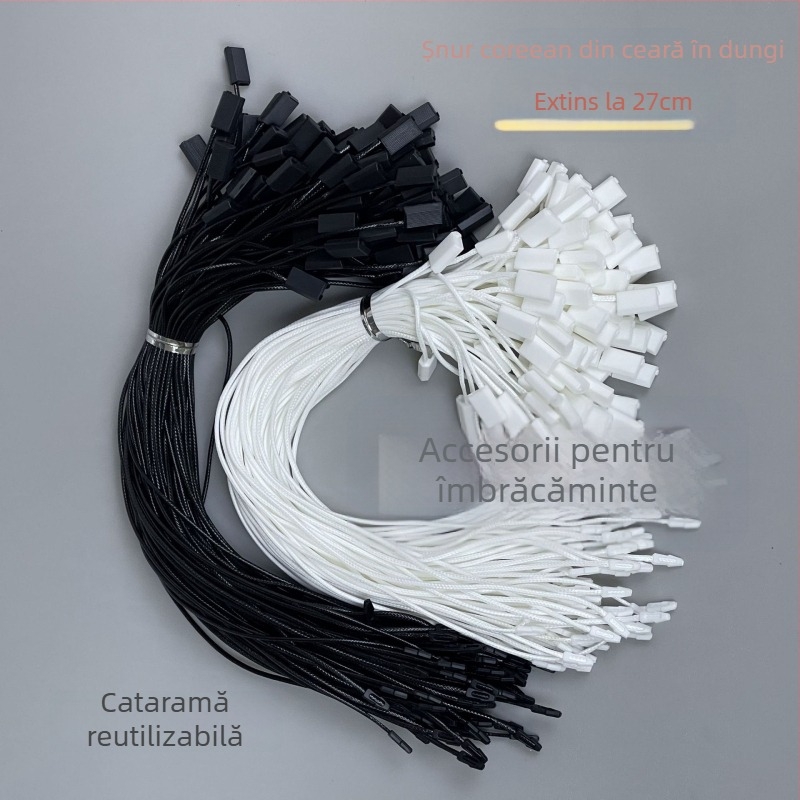 Șnur de ceară în dungă, segment de 27 cm pentru agățare, șnur extins cu cataramă repetitivă, accesoriu pentru îmbrăcăminte