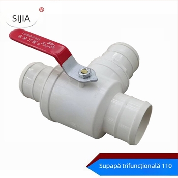 Valvă de irigații cu trei căi, 4 inch, PVC, mâner din fier, rezistent la soare și ger, pentru livezi și grădini cu legume