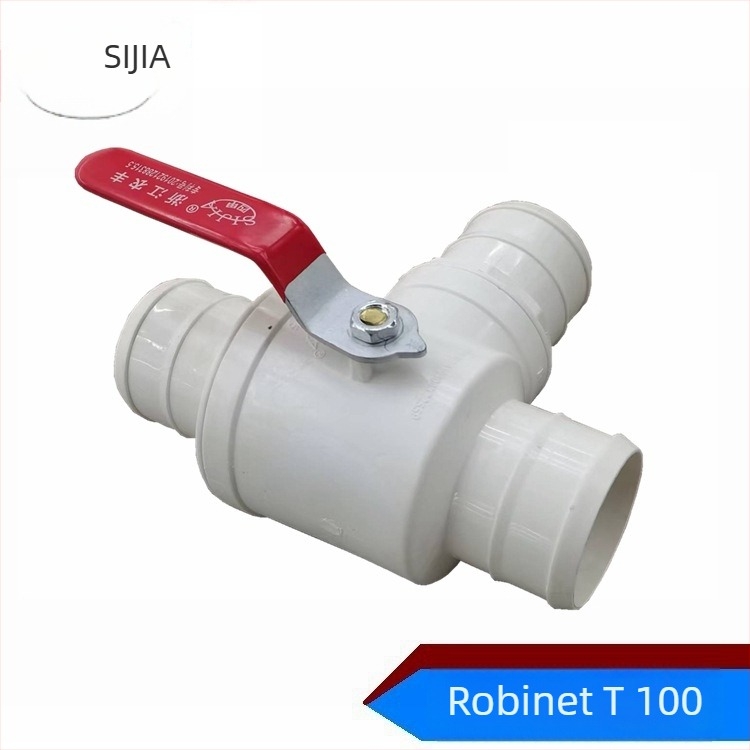 Valvă de irigații cu trei căi, 4 inch, PVC, mâner din fier, rezistent la soare și ger, pentru livezi și grădini cu legume