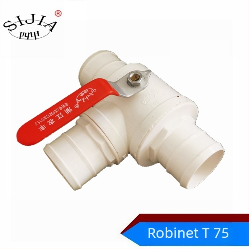 Valvă de irigații cu trei căi, 4 inch, PVC, mâner din fier, rezistent la soare și ger, pentru livezi și grădini cu legume