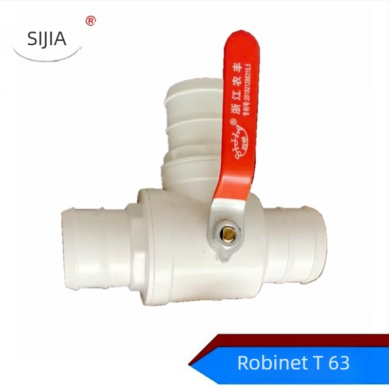 Valvă de irigații cu trei căi, 4 inch, PVC, mâner din fier, rezistent la soare și ger, pentru livezi și grădini cu legume