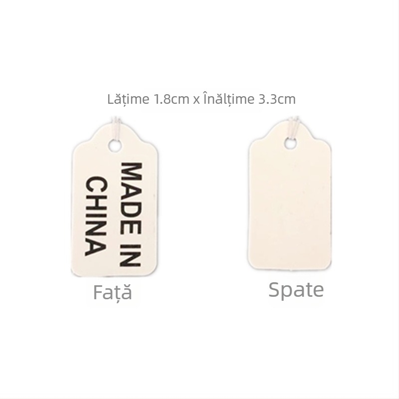 Etichetă albă din carton, etichetă goală cu șnur elastic pentru bijuterii