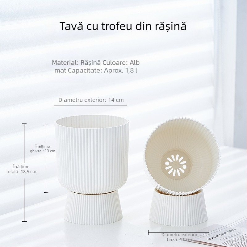 Ghieveci din rășină, în stil nordic, cu tavă care imită ceramică, pentru orchidă Phalaenopsis, potrivit pentru living și suculente
