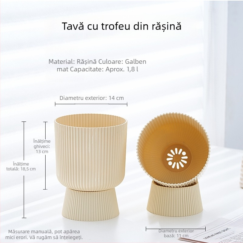 Ghieveci din rășină, în stil nordic, cu tavă care imită ceramică, pentru orchidă Phalaenopsis, potrivit pentru living și suculente
