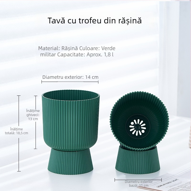 Ghieveci din rășină, în stil nordic, cu tavă care imită ceramică, pentru orchidă Phalaenopsis, potrivit pentru living și suculente