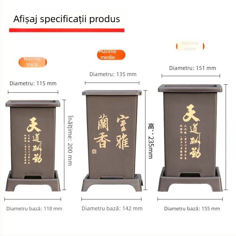 Ghiveci pentru orhidee din rășină, aspect imitatie lut mov, cu design aerat, durabil, de înaltă calitate