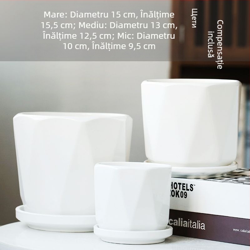 Ghiveci ceramic cu tavă, pentru uz casnic, aerisit, design minimalist, potrivit pentru Phalaenopsis și suculente, ghiveci mare creativ