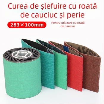 Bandă abrazivă 283x100 mm cu role din cauciuc pentru lustruire VSM, model fulg de zăpadă, pentru sudare și șlefuire