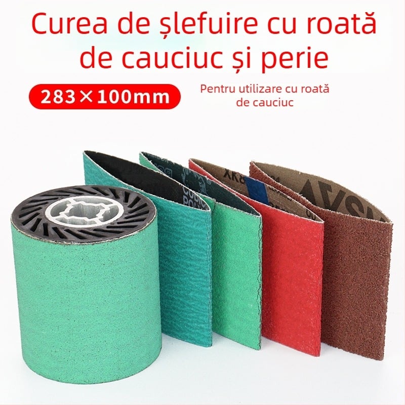Bandă abrazivă 283x100 mm cu role din cauciuc pentru lustruire VSM, model fulg de zăpadă, pentru sudare și șlefuire