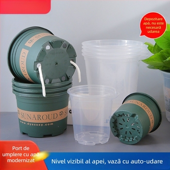 Ghiveci autoirigant din plastic cu două straturi pentru balcon interior, rezervor de apă transparent