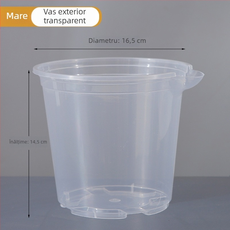 Ghiveci autoirigant din plastic cu două straturi pentru balcon interior, rezervor de apă transparent