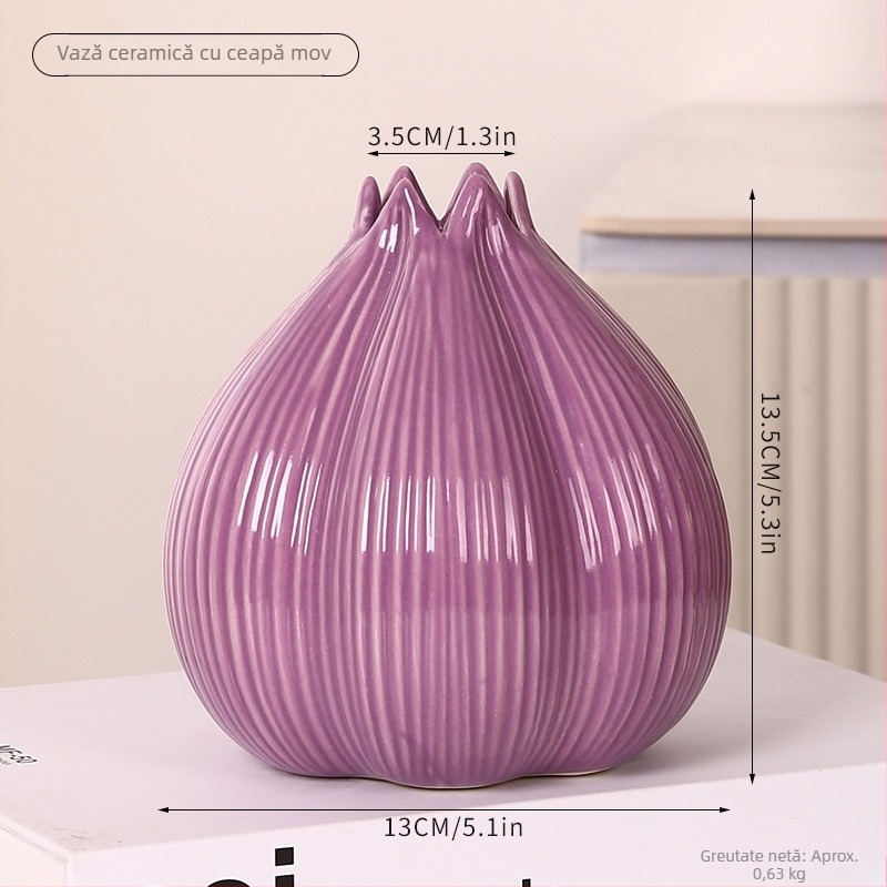 Vază ceramică în formă de ceapă pentru decorul sufrageriei și aranjamente florale