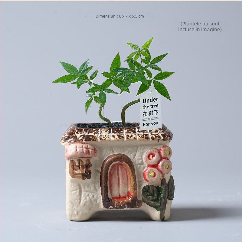 Ghiveci ceramic în formă de ciupercă pentru suculente, stil pastoral, pentru masă