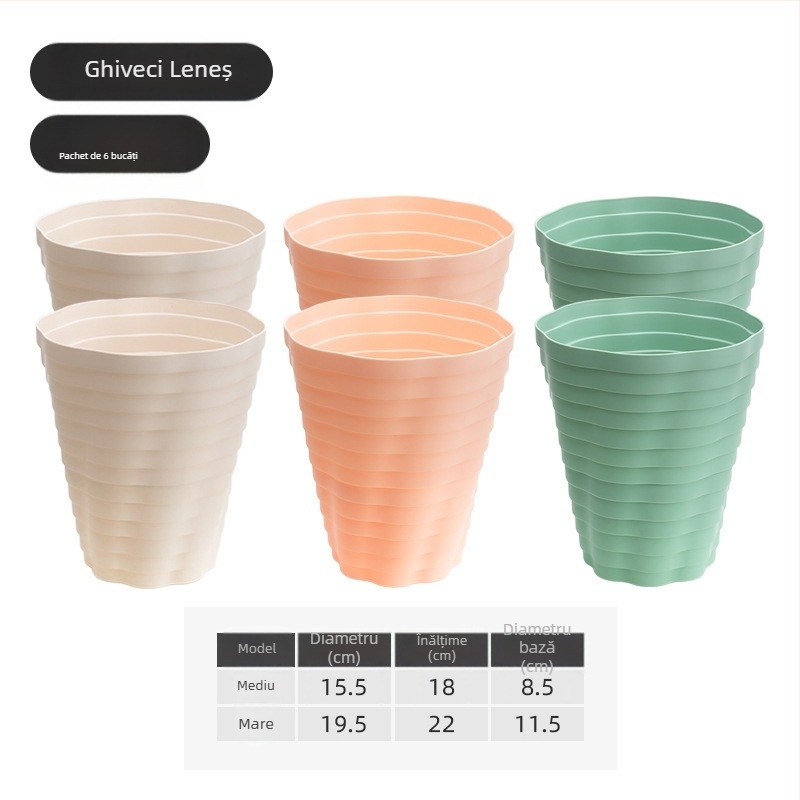 Ghiveci plastic auto-udare pentru pothos și suculente, stil clasic retro, construcție îngroșată, disponibil în dimensiuni mici și mari, pentru balcon