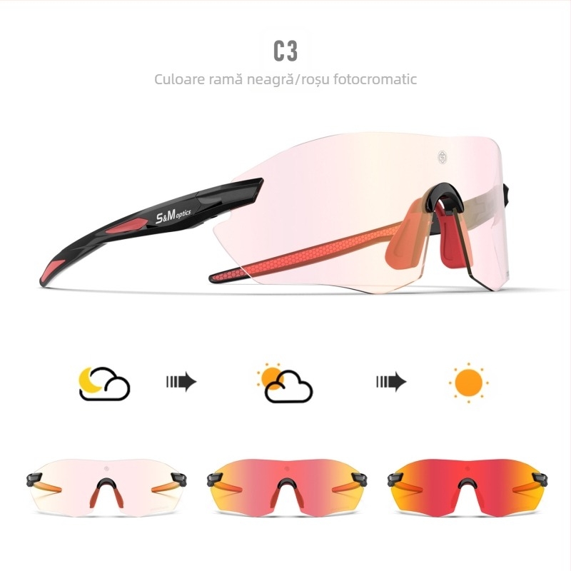 Ochelari SM pentru ciclism cu lentile ce se schimbă culoarea, pentru zi și noapte, unisex, ochelari sport pentru activități în aer liber, drumeții montane și maraton