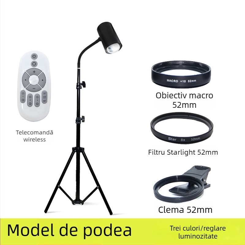 Lampă pentru fotografiere bijuterii, 40W, RGB, reglaj intensitate luminoasă, sursă de alimentare independentă