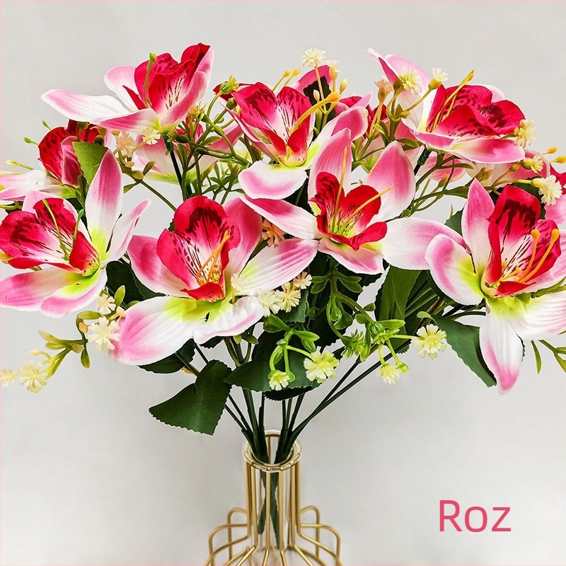 Orhidee artificiale, flori de mătase pentru decor de nuntă, buchet cu flori din plastic, aspect realist