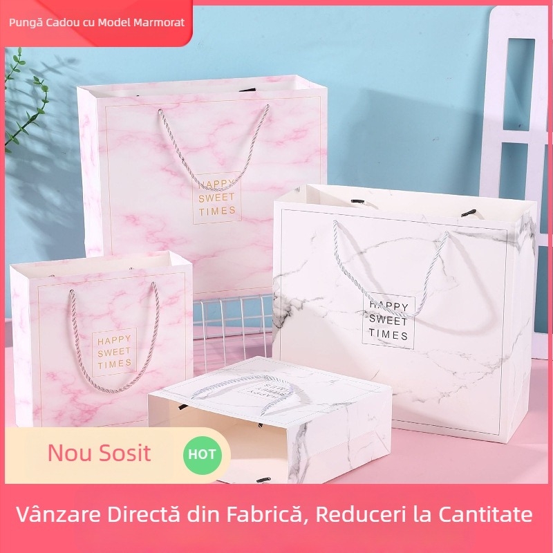 Geantă de cadouri cu model marmorat pentru haine și cosmetice