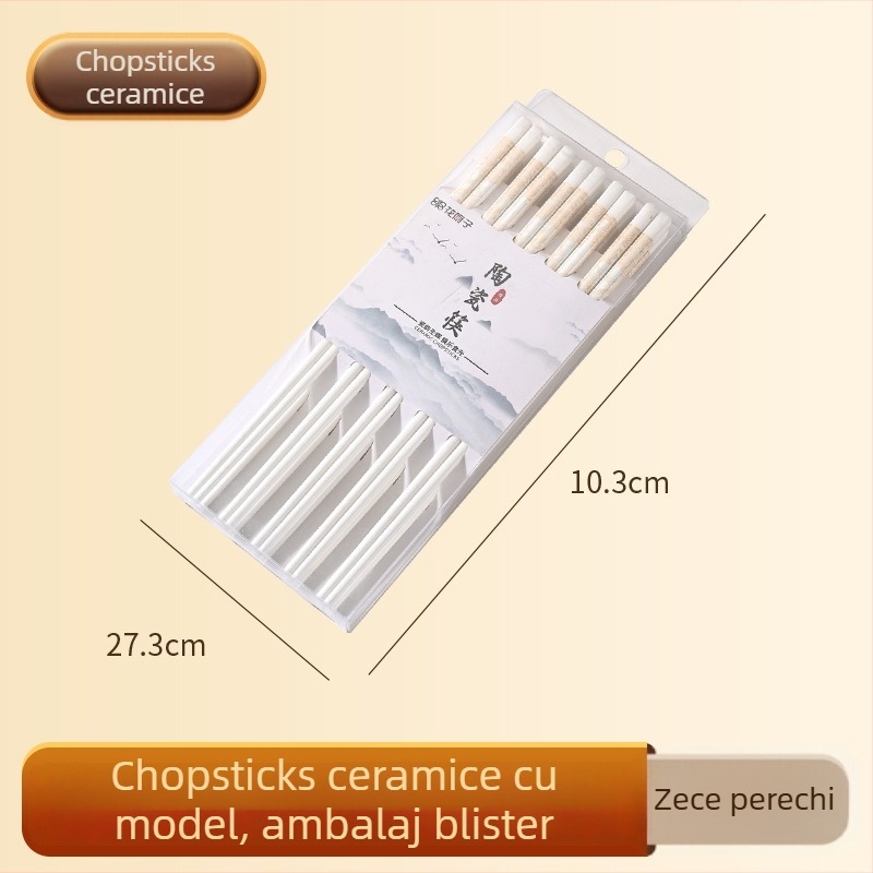 Bețișoare ceramice pentru mâncare, antiderapante, rezistente la mucegai, 10 perechi în blister, rezistente la deformare, design elegant