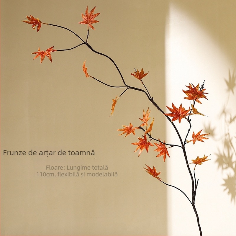 Copac artificial de arțar cu frunze roșii de toamnă și frunze verzi de mătase, decor pentru casă