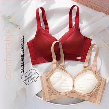 Sutien T85 Palm Cup fără sârmă pentru bust mic, confortabil și respirabil, fără cusături, culoare solidă lucioasă, din bumbac pentru femei