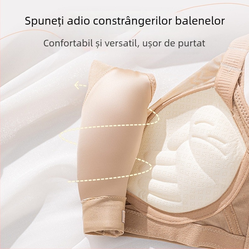 Sutien T85 Palm Cup fără sârmă pentru bust mic, confortabil și respirabil, fără cusături, culoare solidă lucioasă, din bumbac pentru femei