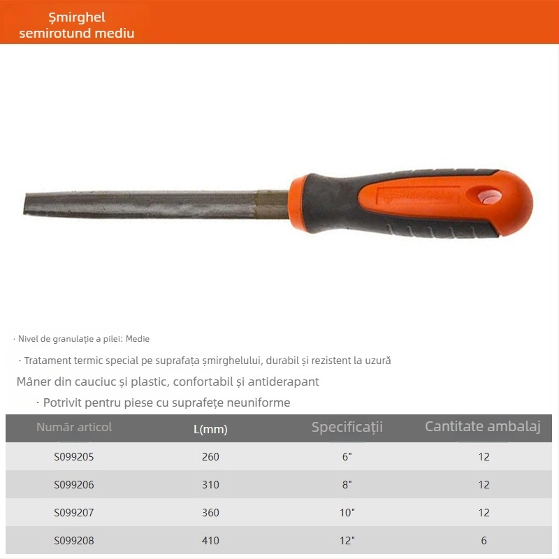 Set fișiere Steel Shield: fișiere plate, rotunde, semi-rotunde, triunghiulare și pătrate, cu dinți groși, medii și fini, 6"–12"