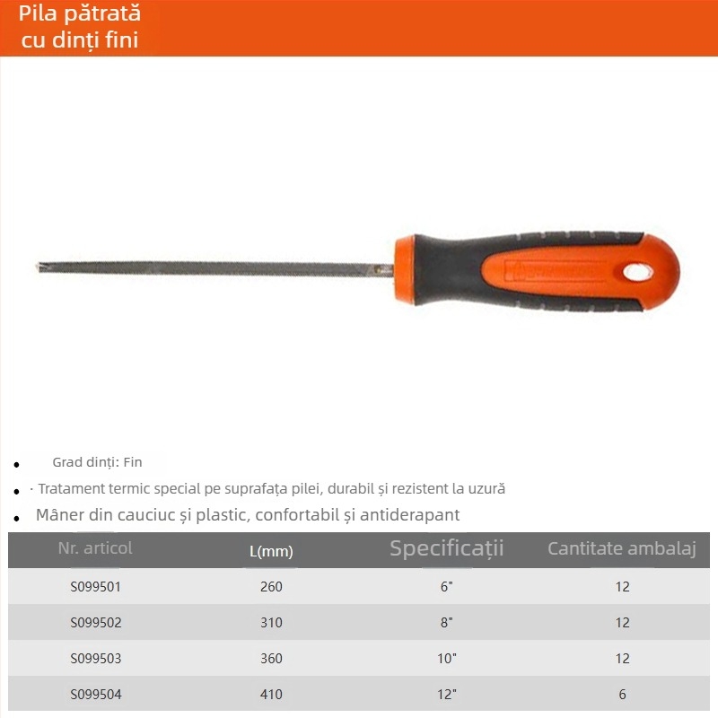 Set fișiere Steel Shield: fișiere plate, rotunde, semi-rotunde, triunghiulare și pătrate, cu dinți groși, medii și fini, 6"–12"