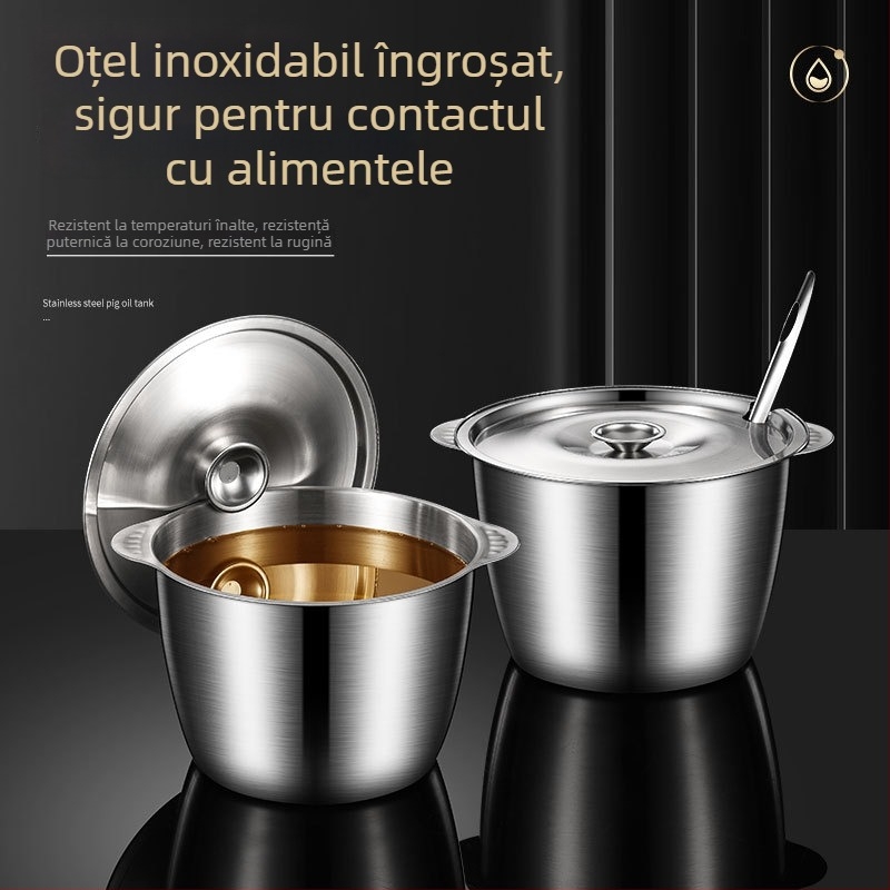 Recipient din oțel inoxidabil pentru depozitarea uleiului în bucătărie, capacitate mare