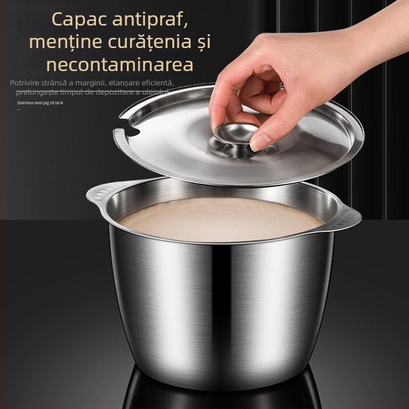 Recipient din oțel inoxidabil pentru depozitarea uleiului în bucătărie, capacitate mare