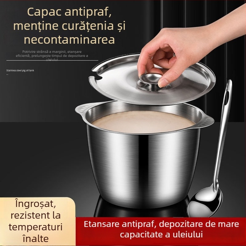 Recipient din oțel inoxidabil pentru depozitarea uleiului în bucătărie, capacitate mare