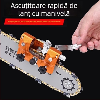 Acnistă de lanț cu manivelă, instrument portabil pentru ascuțirea lanțurilor de ferăstrău, cap de ascuțire și fișă pentru tâmplărie