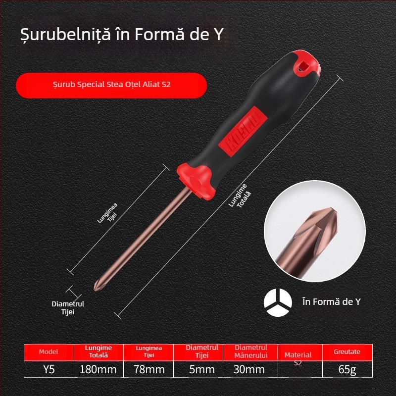 Set de șurubelnițe cu forme speciale: triunghiular, în formă Y, în formă U, cu trei brațe și vârf triunghiular intern.