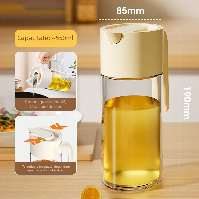 Sticlă de depozitare a uleiului din sticlă, cu spray atomizant, de calitate alimentară, fără picurare, 2 în 1, recipient mic