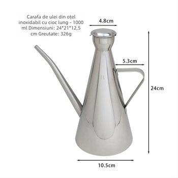 Sticlă din oțel inoxidabil pentru ulei și condimente, cu capac etanș, pentru sos de soia și oțet