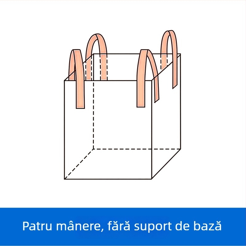 Sac vrac industrial alb, capacitate 1 tonă, patru inele de ridicare, țesătură PP, fără imprimare, dimensiuni 100x100x100 cm