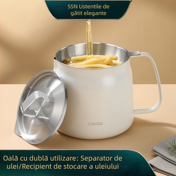 Recipient din oțel inoxidabil 304 pentru filtrare de ulei, uz casnic, depozitare ulei și separare a reziduurilor