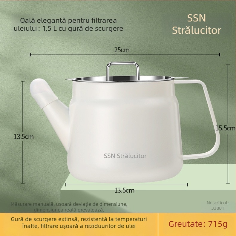 Recipient din oțel inoxidabil 304 pentru filtrare de ulei, uz casnic, depozitare ulei și separare a reziduurilor