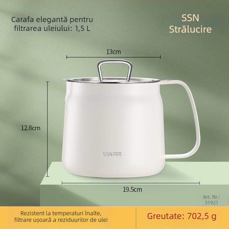 Recipient din oțel inoxidabil 304 pentru filtrare de ulei, uz casnic, depozitare ulei și separare a reziduurilor