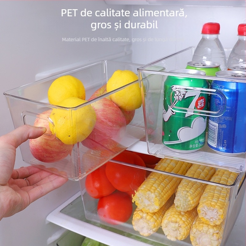 Cutie portabilă de depozitare în frigider, alimentară, organizator transparent pentru birou pentru cărți, modulară și în mai multe dimensiuni pentru fructe, legume și băuturi