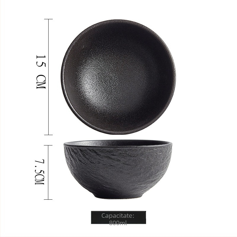 Bol ceramic pentru orez, textură piatră moka, design modern minimalist, diametru 11–11,9 cm, compatibil cu microunde, potrivit pentru deserturi și fructe